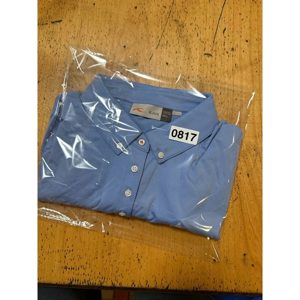 KJUS Polo Shirt Womens 40 L Blue Scotscraig‎ Long Sleeve UPF 50+ Golf Stretch